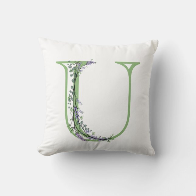 Monogram U Lavendel Eucalyptus Kissen (Vorderseite)