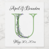 Monogram U Lavendel Eucalyptus Weinetikett (Einzelnes Label)