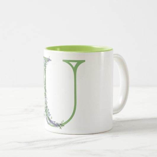 Monogram U Lavendel Eucalyptus Zweifarbige Tasse (VorderseiteRechts)