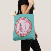 Monogram U Letter with Peony Blume Image Toag Tasche (Von Nahem)