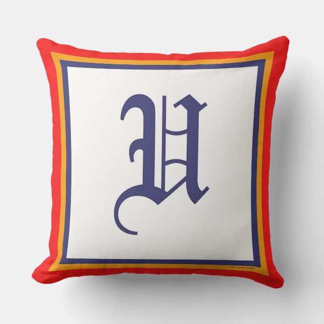 Monogram U Red White Old English Kissen (Vorderseite)