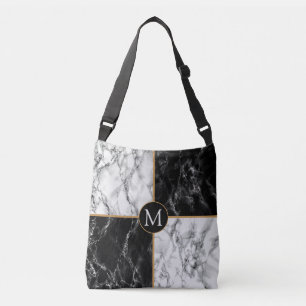 Monogram-Umhängetasche mit Schwarz-Weiß-Marmor Tragetaschen Mit Langen Trägern