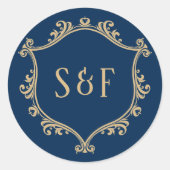 Monogram-Umschlag Aufkleber für Vintages Blau und (Vorderseite)