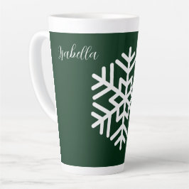 Monogram und Big White Snowflake auf Green Milchtasse