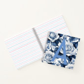Monogram und Blue Rose-Sqaure-Notebook Notizblock (Innenseite)