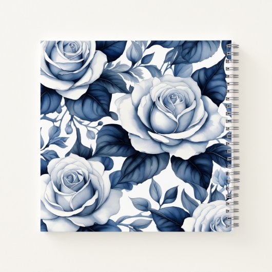 Monogram und Blue Rose-Sqaure-Notebook Notizblock (Rückseite)