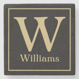 MONOGRAM und Familienname in Schwarz Steinuntersetzer