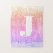 Monogram und farbenfrohe Fading Ombre Gradient Puzzle (Vertikal)
