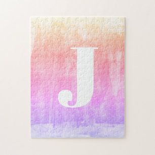 Monogram und farbenfrohe Fading Ombre Gradient Puzzle