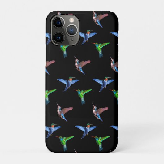 Monogram und Hummingbirds auf Black Case-Mate iPhone Hülle (Rückseite)