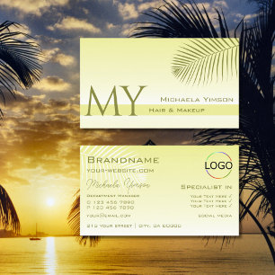 Monogram und Logo des hellgelben Farbpalmblattes Visitenkarte