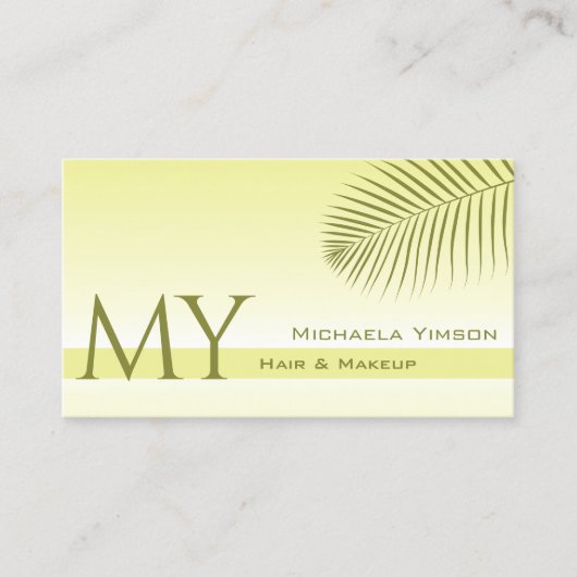Monogram und Logo des hellgelben Farbpalmblattes Visitenkarte (Vorderseite)