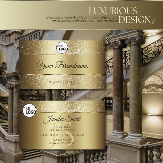 Monogram und Logo des luxuriösen Gold Sparkling Gl Visitenkarte