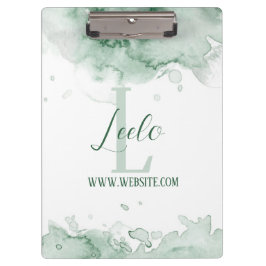 Monogram und Name Affirmation Watercolor Gray Clip Klemmbrett