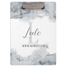 Monogram und Name Affirmation Watercolor Gray Clip Klemmbrett