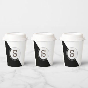 Monogram und Name Block Graphic Paper /cups HAMbyW Pappbecher