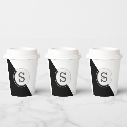 Monogram und Name Block Graphic Paper /cups HAMbyW Pappbecher (Multi)
