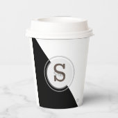 Monogram und Name Block Graphic Paper /cups HAMbyW Pappbecher (Rückseite)