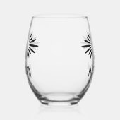 Monogram und Name Custom Art Deco Black Geblüht Weinglas Ohne Stiel (Links)