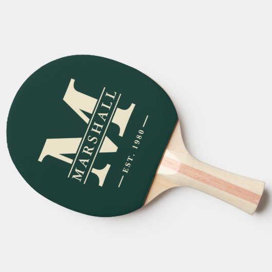 Monogram und Name Overlay Polo Striping Sage Green Tischtennis Schläger (Seitenansicht)