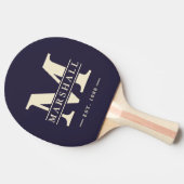 Monogram und Name Overlay Striping Mitternachtsmee Tischtennis Schläger (Seitenansicht)
