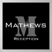 Monogram und Name Wedding Reception Sign Poster (Vorne)