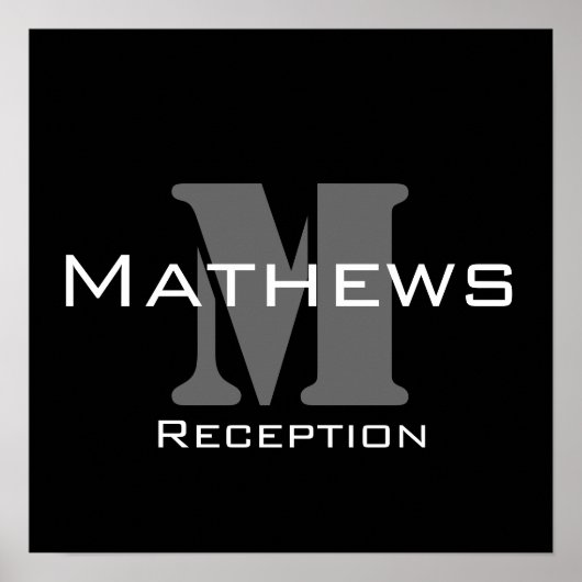 Monogram und Name Wedding Reception Sign Poster (Vorne)
