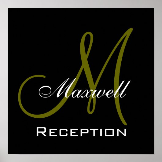 Monogram und Name Wedding Reception Sign Poster (Vorne)