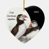 Monogram und Puffins Birds mit benutzerdefinierten Keramikornament (Hinten)