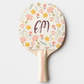 Monogram und Quote Boho Blume Ping Pong Paddle Tischtennis Schläger (Vorderseite)