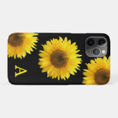 Monogram und schöne Sonnenblumen auf schwarz Case-Mate iPhone Hülle (Rückseite (Horizontal))