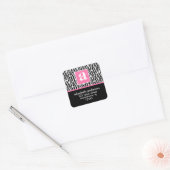 Monogram und Zebra Address Labels Quadratischer Aufkleber (Umschlag)