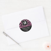 Monogram und Zebra Address Labels Runder Aufkleber (Umschlag)