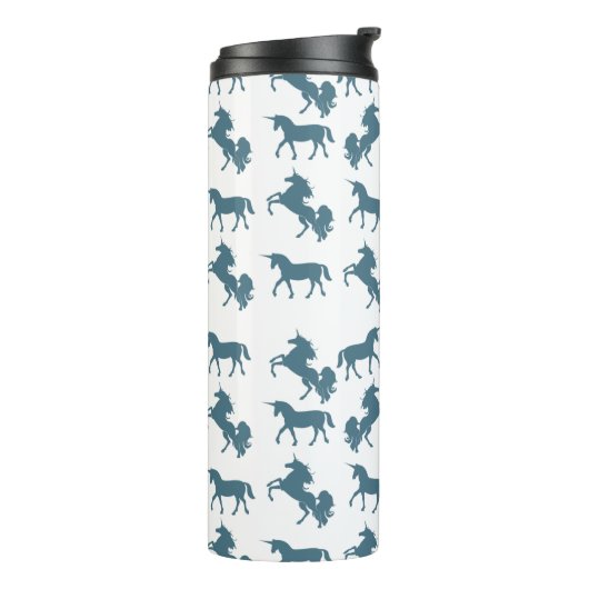 Monogram Unicorn Muster für niedliche Blue Boys Thermosbecher (Nach links gedreht)