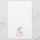 Monogram Unicorn Pink Blue Gold, Girl Briefpapier (Vorderseite)