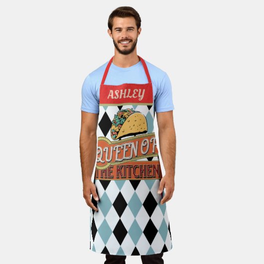 Monogram unique decorative Funny Taco checkered Schürze (Getragen)