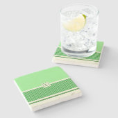 Monogram-Untersetzer für grünen Karo Steinuntersetzer (Seitenansicht)