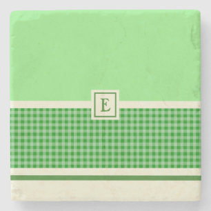 Monogram-Untersetzer für grünen Karo Steinuntersetzer