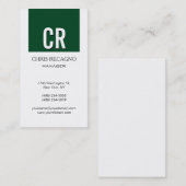 Monogram Up Forest Green White Business Card Visitenkarte (Vorne/Hinten)