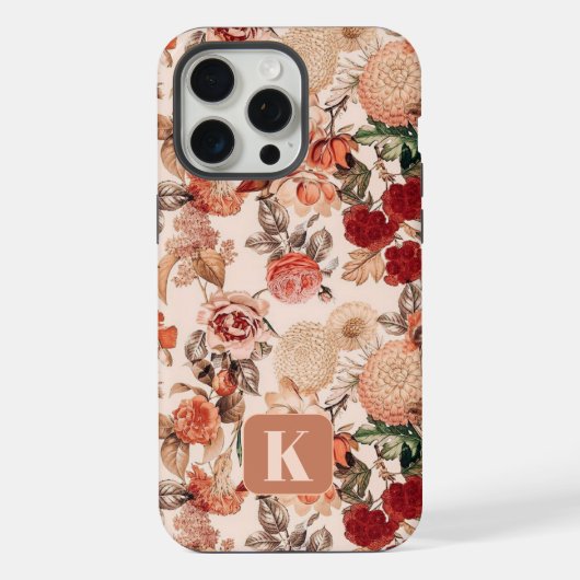 Monogram Urfall Herbst Floral iPhone Fall Hülle (Rückseite)