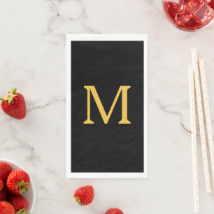 Monogram Ursprünglicher Goldener Goldener Schwarze Serviette