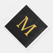 Monogram Ursprünglicher Goldener Goldener Schwarze Serviette (Ecke)