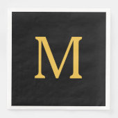 Monogram Ursprünglicher Goldener Goldener Schwarze Serviette (Vorderseite)