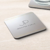 Monogram Ursprüngliches Trendy Template Gold Silve Getränkeuntersetzer (Linke Seite)