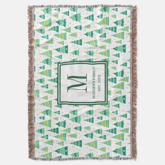 Monogram-Ursprüngliches Weihnachtsbaummuster Decke (Vorderseite Vertikal)