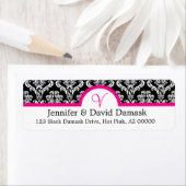 Monogram V Damask White Address Labels (Insitu)