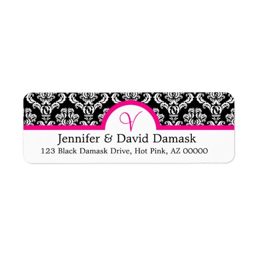 Monogram V Damask White Address Labels (Vorne)