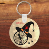 Monogram V Halloween Sky Hexenspinnen Name Schlüsselanhänger (Vorderseite)