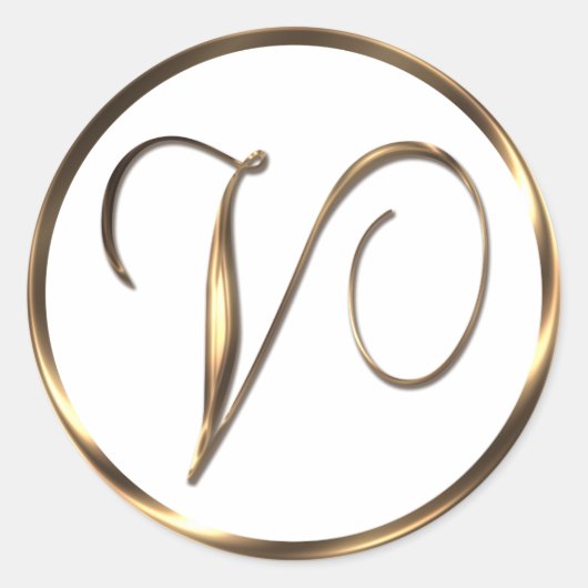 Monogram V Imitate Bronze Runder Aufkleber (Vorderseite)