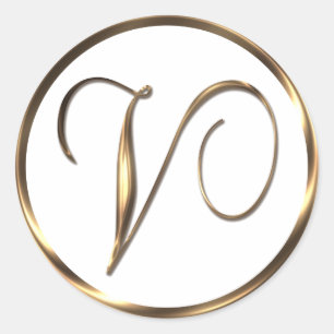 Monogram V Imitate Bronze Runder Aufkleber